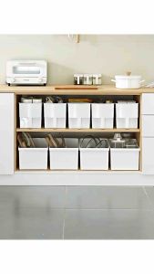 Kitchen Storage Box Drawer Organizer Portable Cabinet Bin with Handle Plastic Container for Pantry Utensils Snacks Vegetables Fruits Dried Food Ingredients Kitchenware Organiser