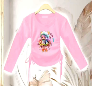 crop top long sleeve crew neck model korean cute girl