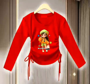 Crop Top Lengan Panjang Model Korean Happy Girl