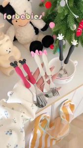Baby Child's 2pcs Spoon + Fork Children's Cute Cartoon Stainless Steel Tableware