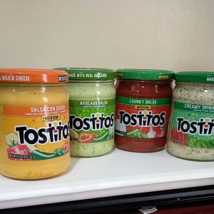 TOSTITOS® Chunky Salsa Creamy Spinach Dip Avocado Salsa and Salsa Con Queso