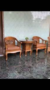 SET KURSI TERAS JATI UKIR MODEL BETAWI LENONG