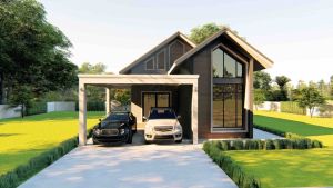 แบบบ้านชั้นเดียว ทรงนอร์ดิก ขนาด 3 ห้องนอน 2 ห้องน้ำ (A-002)