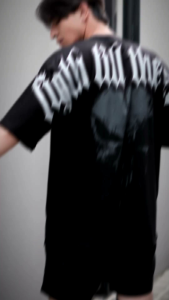 kaos oversize pria black silver huntercutz