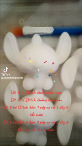 Sét combo sáu bé tượng Stitch màu trắng 5cm kèm màu