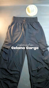 Celana Trackpants Cargo Parasut | Celana Tactical Loose Cargo Polyester REGULER FIT Waterproof Army