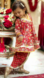 Floral Gold Kids Kurta With Dhoti Pants with Cotton Rajasthani Prints for Baby Boys and Kids