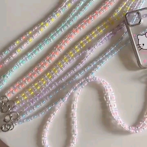 HPS-35 Tali Selempang Hp Manik Warna Soft Pastel Fashion Korea Phone Charm Sling Strap Premium