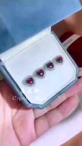 [MY🇲🇾 Ready Stock]💎✨石榴石爱心耳钉 Garnet Heart-Shaped Earrings  ｜深情守护 ✦ 激发活力 ✦ 爱与能量平衡｜