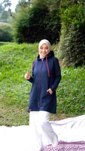 Jaket Atasan Murah Best Seller Hoodie Resleting Wanita Bandung Gumi Jacket Navy
