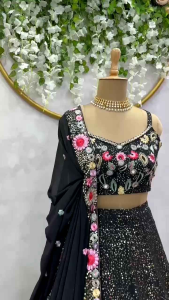 [PRE-ORDER] Semistitched faux Georgette With Sequence Work Lengha ( Delivery 10 days )