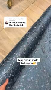 Bahan Kain Kebaya Tile Brokat Alana New Series Warna Denim Blue Harga per 05meter