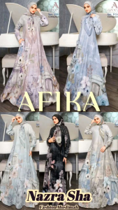 (7.10) AZEZA AFIKA  Baju Dress Gamis Set Hijab Wanita Muslimah Afika Series by Azeeza. Nazra Sha