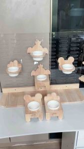 LP22 ถ้วยอาหารสัตว์เล็ก นก ชินชิลล่า กระรอก หนูแฮมเตอร์ บุชเบบี้ ตั้งพื้นและยึดกรงได้ ทำจากไม้เกรดA สวยงาม แข็งแรง