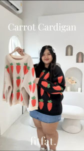 FAT รวมแบบ เสื้อคอกลม ไหมพรม ทอลาย  สาว100โล  นางแบบอก 58" หนัก 104 Kg. Size อกหน้าผ้า 58" วงแขน 28" ยาว 28"