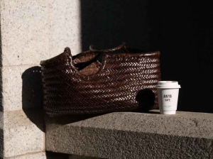 DaVee | Handmade leather bag woven tote bag bucket bag brown colour leather bag