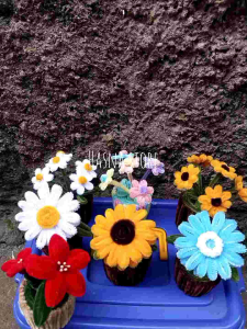 Termurah Bunga Kawat Bulu | Pot Mini Bunga | Pipe Cleaner