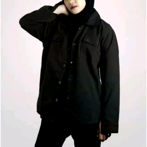 Jaket Wanita Kekinian Canvas Parka Hitam Big size