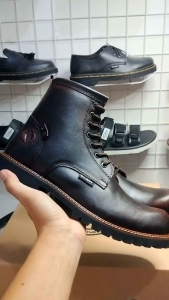 SEPATU BOOTS PRIA KULIT SAPI SAFETY UJUNG BESI