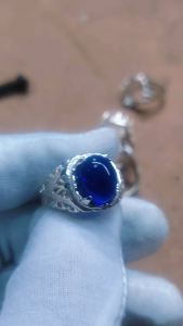 Natural Untreated Royal Blue Obsidian silver 925 ring