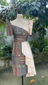 Modern Filipiniana Kahoy Ethnic Katie top with Ethnic Overlap Skirt