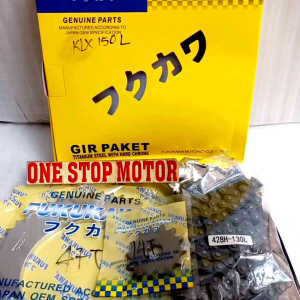 GEAR SET GIR PAKET DRIVE CHAIN KIT ASLI FUKUKAWA KLX 150 L 428H-130L 47T-14T ORIGINAL ORI FKKW