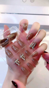 False Nails 24 Pieces Box Solid Color Shiny Fake Nails