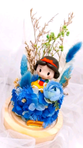 Princess Character Glass Kaca Dome LED Artificial Driedd Flower Bunga Custom Hand Made Hiasan Dekorasi