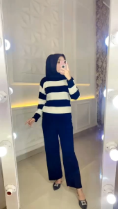 ONE SET LUSY SWEATER STRIP + CELANA KULOT