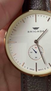 Đồng hồ nam hiệu BRIGADA SWISS MOVTsize 40mm Thụy sĩ Ronda kim rốn(25kim) nguyên seal nilon mặt đáydây da khóa zin chuẩn hãng