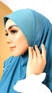 Hijab Premium Raya Sabotage 2-Layer Ribbed Cotton - Plain Design with Elegant Embellishments