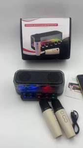 The Portable Speaker Wireless Bluetooth Dual Microphone Karaoke Speaker Amplifier Speaker Audio LED