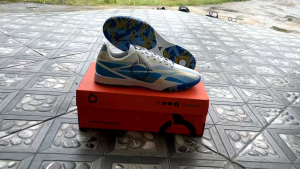 Sepatu Futsal Ots Catalyst Empire IN SE White Blue Free Kaos Kaki Dan Skin Deker