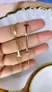 Gelang Tangan Titanium Rantai Plat CXA90