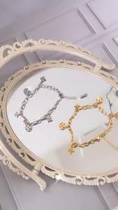 Gelang Tangan Rantai Fashion Perhiasan Titanium Motif Bunga Cantik & Simple CXB136