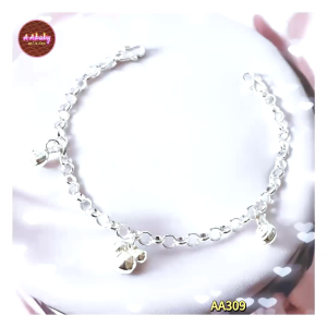 🌈AAbaby Galleries AA309 Original Baby Silver Anklet Bracelet Hexagmickey米奇 Rantai Kaki/Tangan/Gelang Kaki Bayi/Kanak