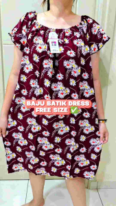 BATIK DRESS T-GEBER BAJU BATIK / BAJU BATIK TIDUR [FREE SIZE GOOD QUALITY