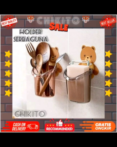 CHIKITO Tempat Sikat Gigi Beruang Serbaguna Dispenser Odol Bear