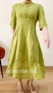 [VEMODE] DRESS MIDI PESTA KATUN BORDIR WANITA 003D 095
