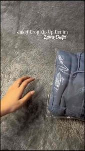 Jaket Croope Zipper Hoodie Polos Grey Wanita By Libra