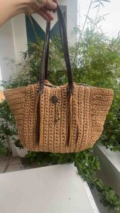 Túi 2hand đeo vai dáng tote cói thật đan handmade của Nhật -T407