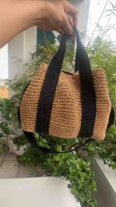 Túi 2hand xách tay có dây đeo cói đan handmade của Nhật -T146