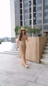 ชุดเซ็ต 2 ชิ้น เสื้อเกาะอก+กระโปรงยาวแต่งพู่ ใส่ไปทะเล