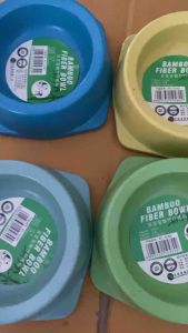 ชามเยื้อไผ่ ชามเดี่ยว รหัส 3068 รูปแบบ M ชามอาหารสัตว์ ชั้นขนาดกลาง ทรงเหลี่ยม เพื่อน Pet Bowl