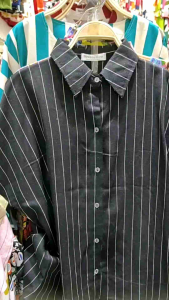 📌ชุดเซ็ตผ้าลินินสลาฟลายริ้ว เสื้ออก 46" ยาว 25" กางเกง สม๊อคหลังยางยืด ขายาว เอว 28-42"