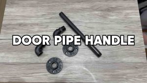 Industrial Pipe Door Handle Heavy-Duty Straight Handle for Entry Doors Black Malleable Iron Vintage Style