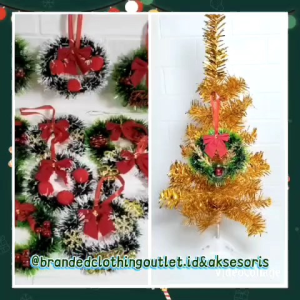 (1PCS) KRANS NATAL IMPORT PREMIUM / GANTUNGAN AKSESORIS NATAL / KRANS BULAT / DEKORASI ORNAMEN POHON NATAL / HIASAN NATAL GANTUNGAN PINTU / KNM9385