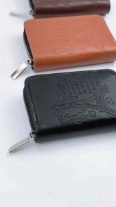 Mens Vintage Leather Zipper Wallet Card Holder – Compact Bifold Purse with Secure Zip Around