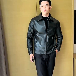 Jaket Kulit Pria Safari Warna Hitam Model Polos