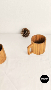JT305. Teak Wood Tea Cup/ Coffee Cup/ Wooden Cup/ Cup with Handle
